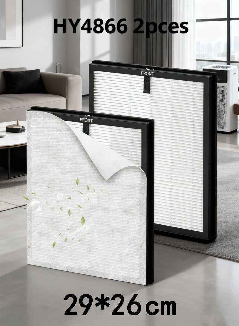 عبوة من فلترين لتنقية الهواء HY4866، فلتر H13 True HEPA مع كربون نشط، متوافق مع أجهزة تنقية الهواء MORENTO/WESTHEY HY4866 و YIOU M1، لإزالة مسببات الحساسية والدخان والغبار ووبر الحيوانات الأليفة والروائح، مثالي للمنزل والمكتب وغرفة الأطفال - Image 1